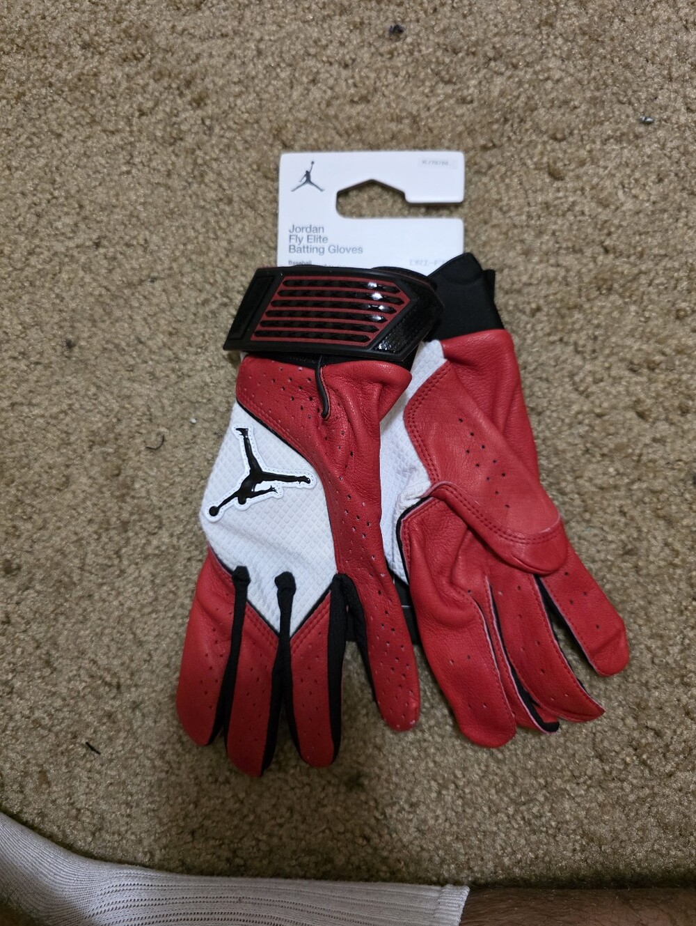 New Nike Jordan Fly Elite Batting Gloves FV5474-617 Red White Black Men's